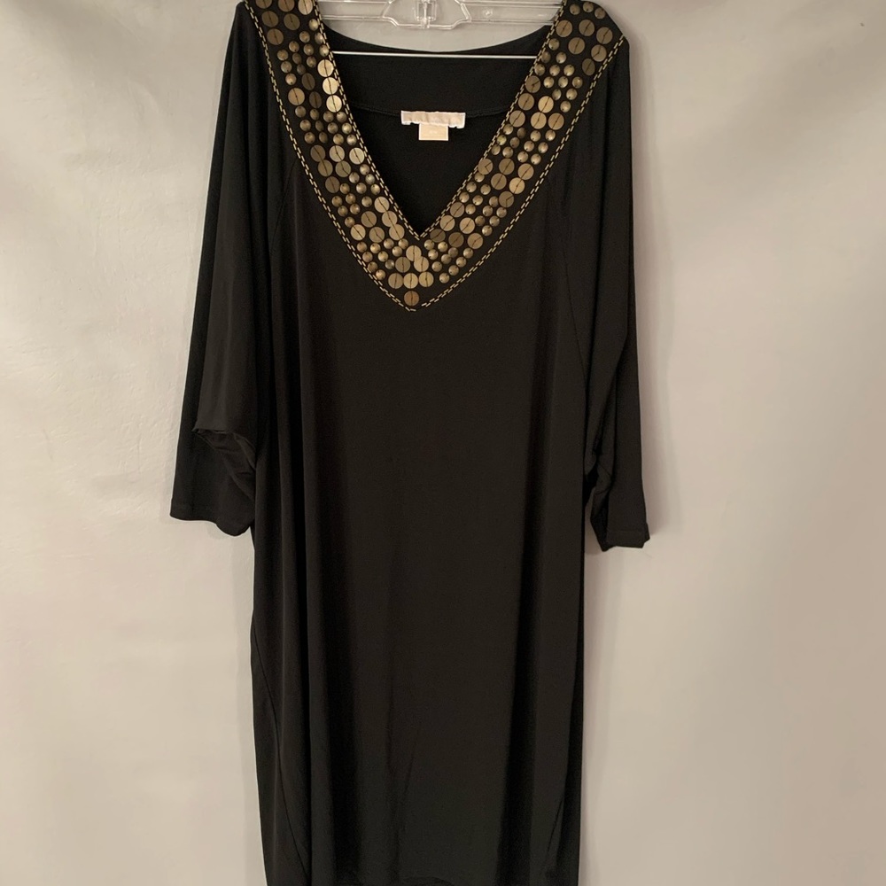 NEW! MICHAEL KORS BLACK DRESS W GOLD DETAIL